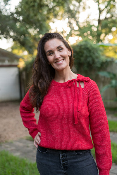 The Simone Cutout Tie Sweater - Red