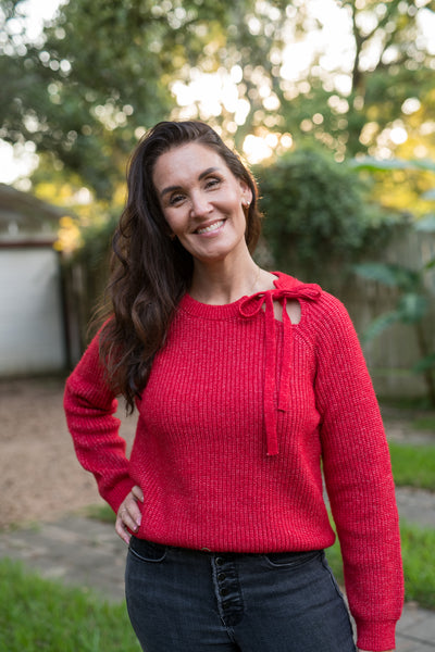 The Simone Cutout Tie Sweater - Red