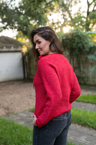 The Simone Cutout Tie Sweater - Red