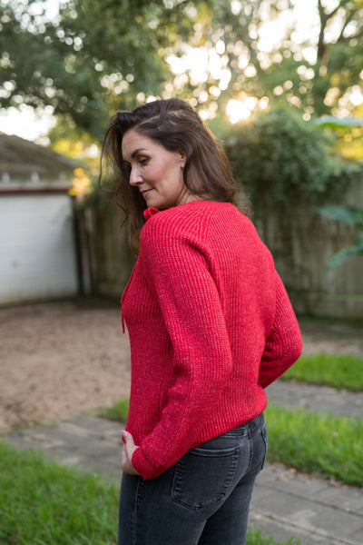 The Simone Cutout Tie Sweater - Red
