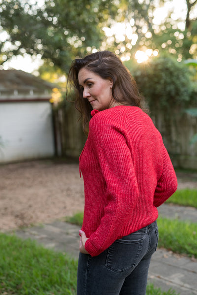 The Simone Cutout Tie Sweater - Red