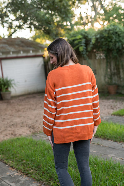 The Orange & White Striped Sweater Top