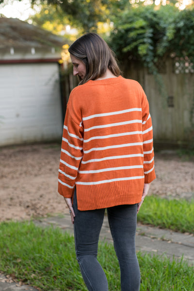 The Orange & White Striped Sweater Top