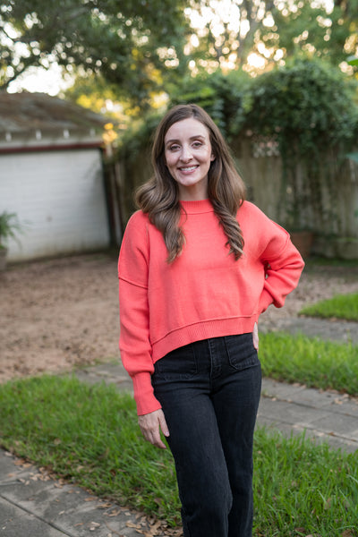 The Autumn Breeze Orange Crop Sweater