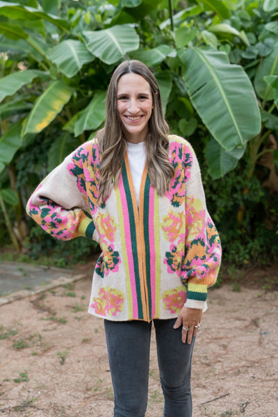 Hunter Green & Pink Snuggle Up Cardigan