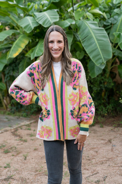 Hunter Green & Pink Snuggle Up Cardigan