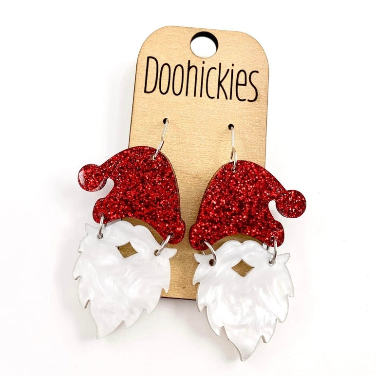 Red Glitter Santa Dangle Earrings