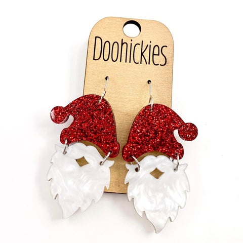 Red Glitter Santa Dangle Earrings