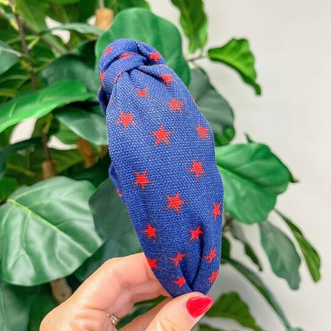 Red & Blue Star Printed Top Knot Headband