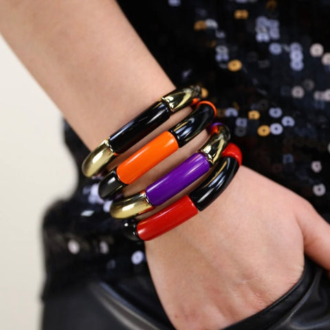 Orange & Black Acrylic Bracelet
