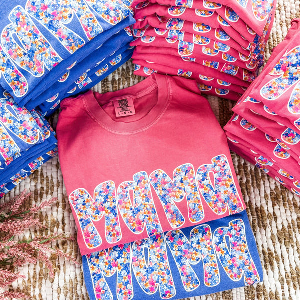 Mama Floral Blue Tee
