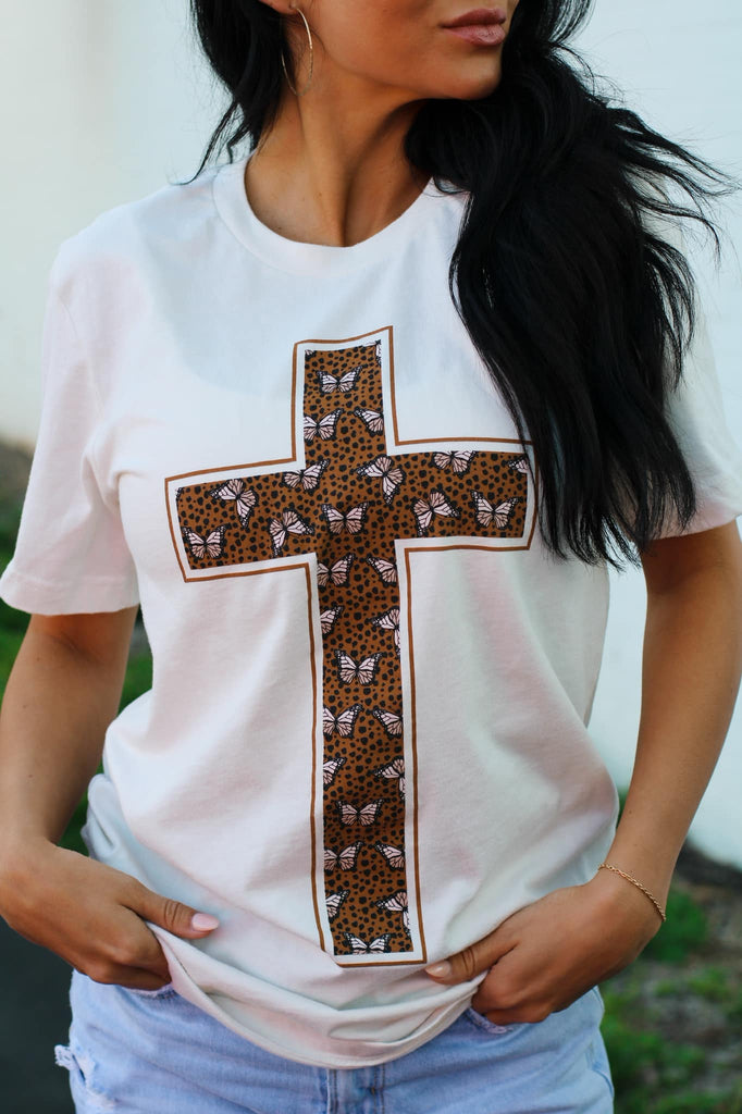 Butterfly Cross White Tee