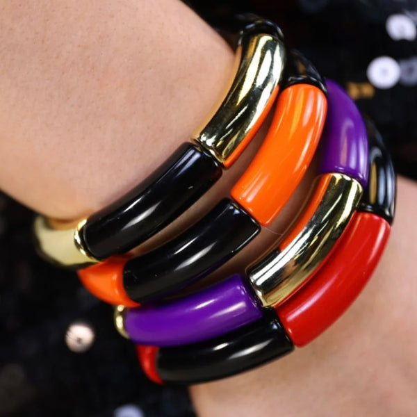 Orange & Black Acrylic Bracelet