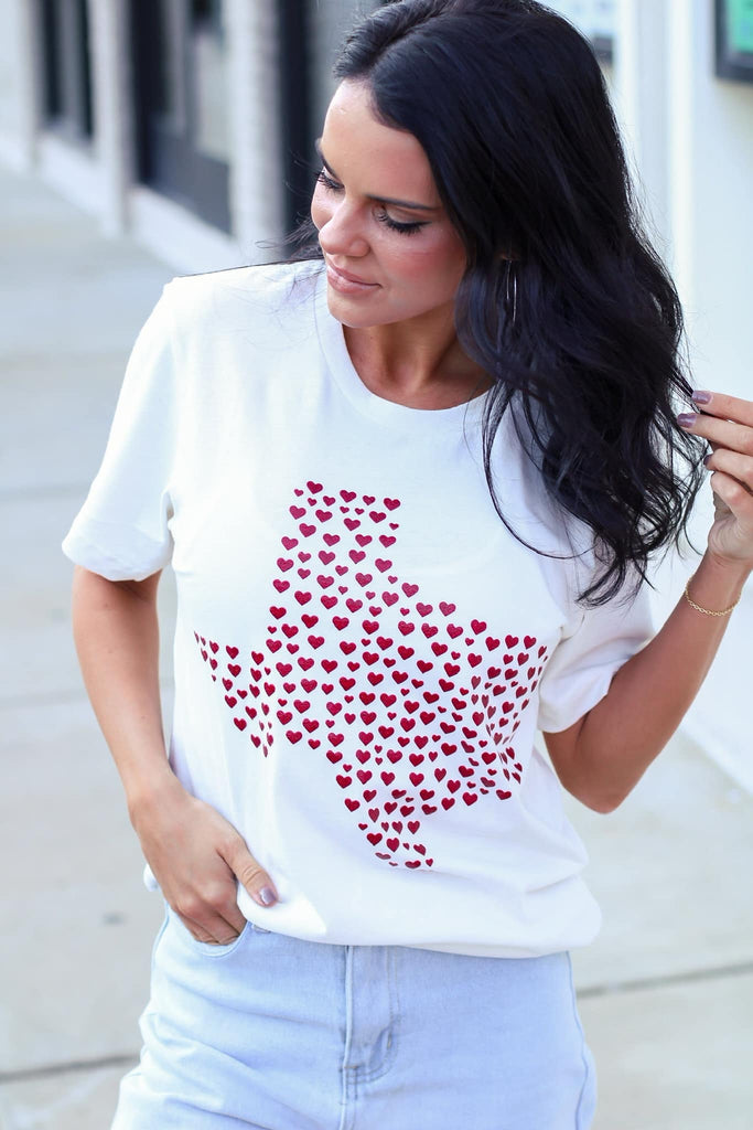 Texas Heart White Tee