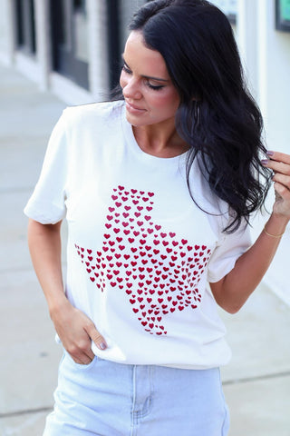 Texas Heart White Tee