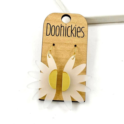 Dainty Frosted Half Daisy Acrylic Dangle Earrings