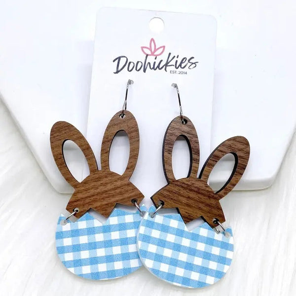 Hatching Hares Gingham Dangle Earrings - Multiple Colors