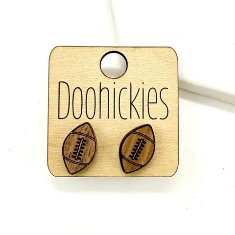 Football Wood Stud Earrings
