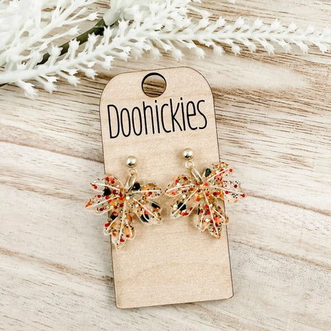 Fall Confetti Acrylic Leaf Dangle Earrings