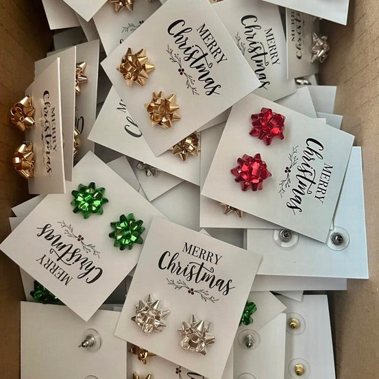 Christmas Bow Earrings - Multiple Colors