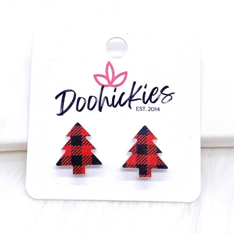 Red Buffalo Plaid Christmas Tree Studs