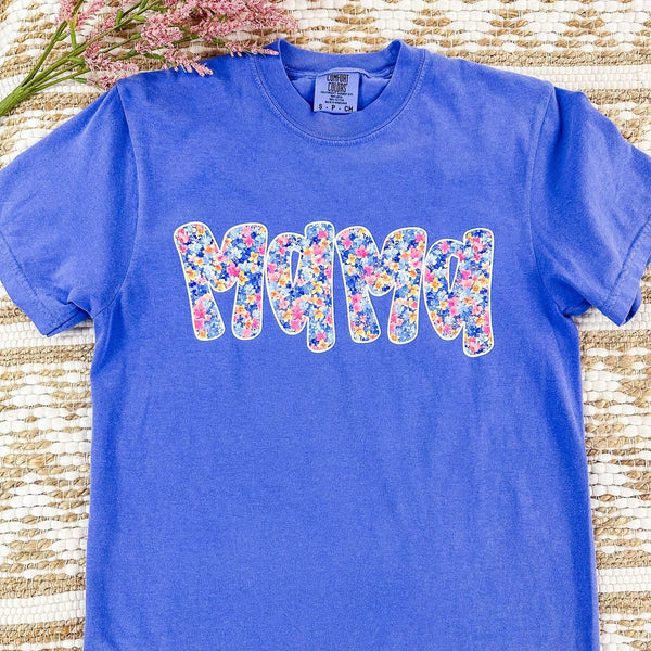 Mama Floral Blue Tee