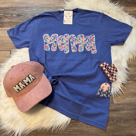 Mama Floral Blue Tee