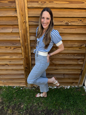 The Sloane Scalloped High Waist Denim Pants - Light Denim