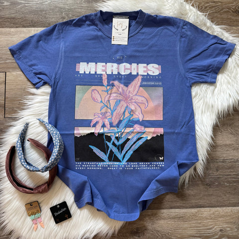 His Mercies Periwinkle Tee