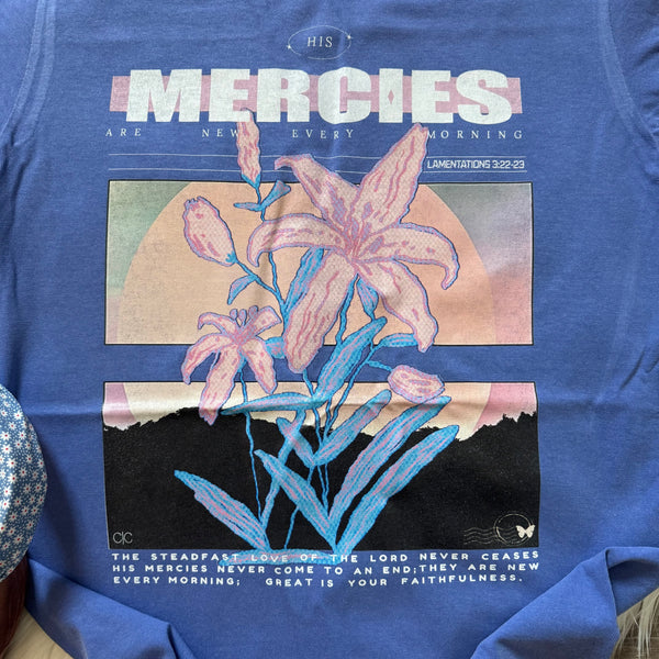 His Mercies Periwinkle Tee