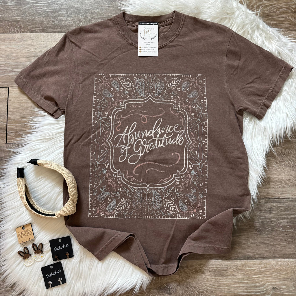 Abundance of Gratitude Saddle Brown Tee