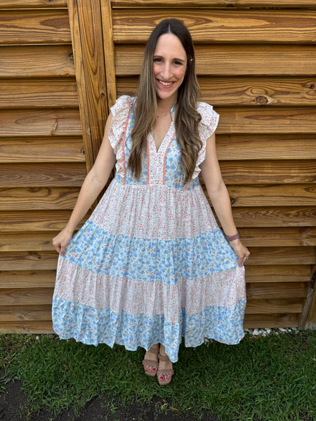 The Juliette Scalloped Tiered Floral Maxi Dress