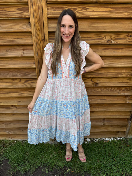 The Juliette Scalloped Tiered Floral Maxi Dress