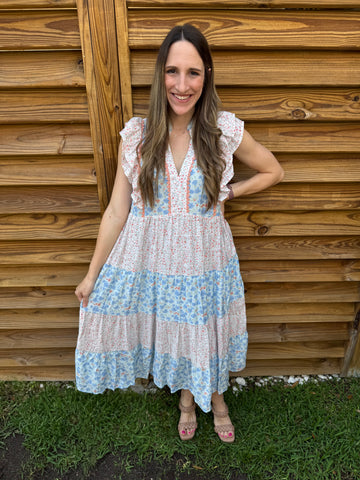 The Juliette Scalloped Tiered Floral Maxi Dress