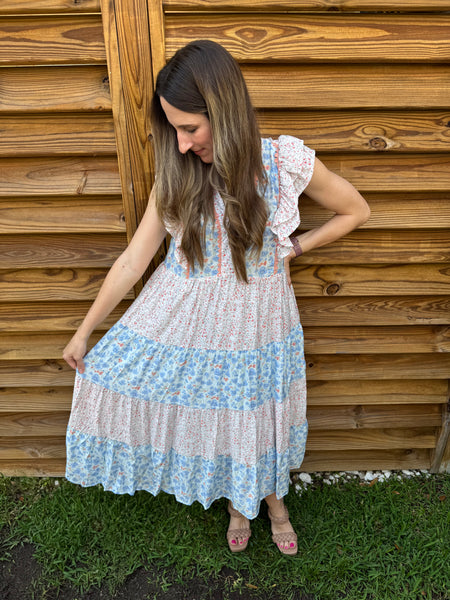 The Juliette Scalloped Tiered Floral Maxi Dress