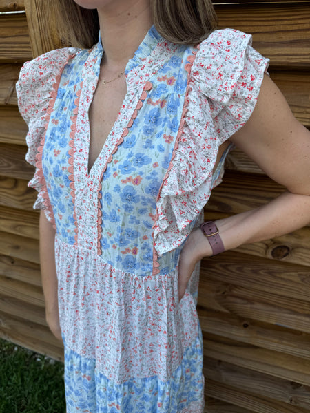 The Juliette Scalloped Tiered Floral Maxi Dress