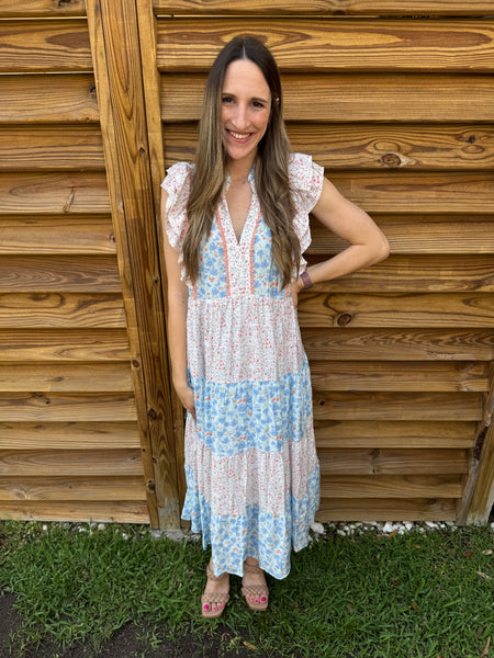 The Juliette Scalloped Tiered Floral Maxi Dress