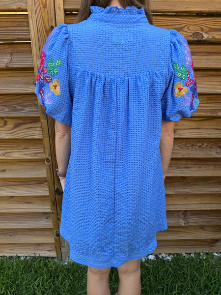 Ocean City Ocean Blue Embroidered Dress