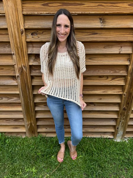 The Cancun Crochet Oatmeal Top