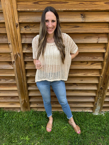 The Cancun Crochet Oatmeal Top