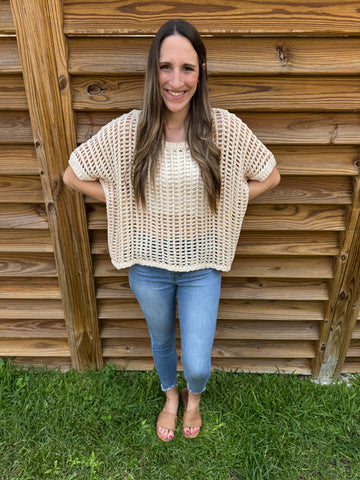 The Cancun Crochet Oatmeal Top