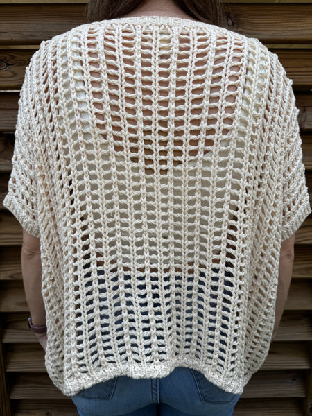 The Cancun Crochet Oatmeal Top