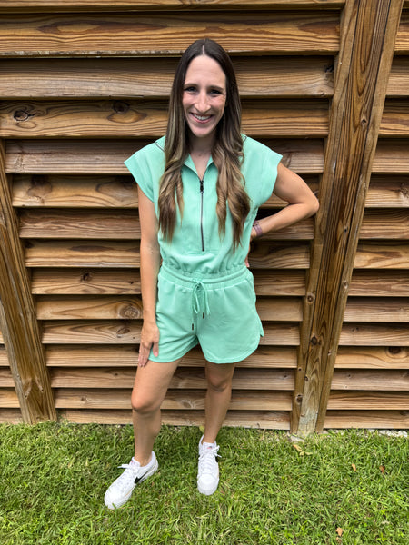 You Are One Cool Mint Ribbed Romper