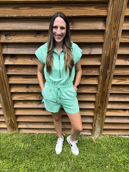 You Are One Cool Mint Ribbed Romper