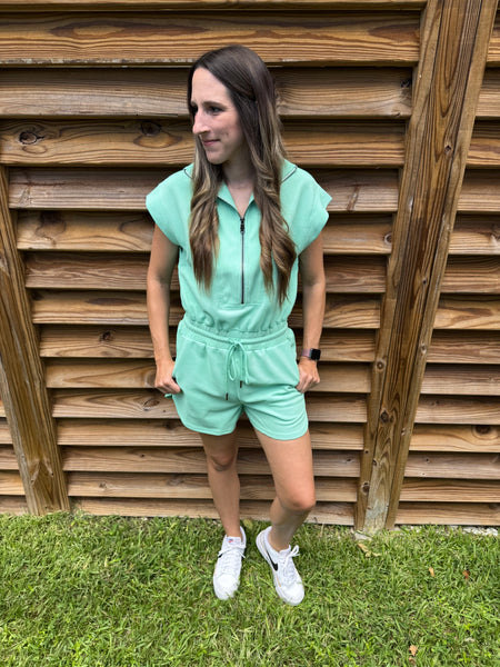 You Are One Cool Mint Ribbed Romper