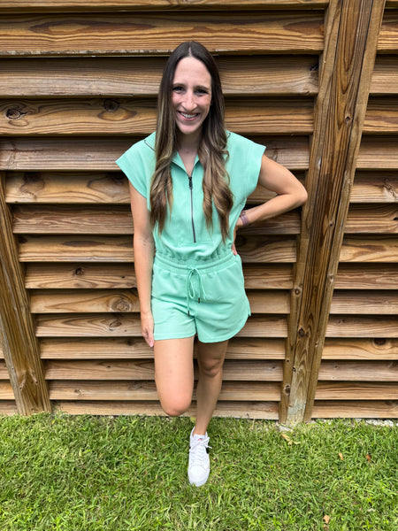 You Are One Cool Mint Ribbed Romper