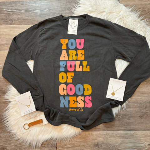 You Are Full Of Goodness Charcoal Long Sleeve Tee