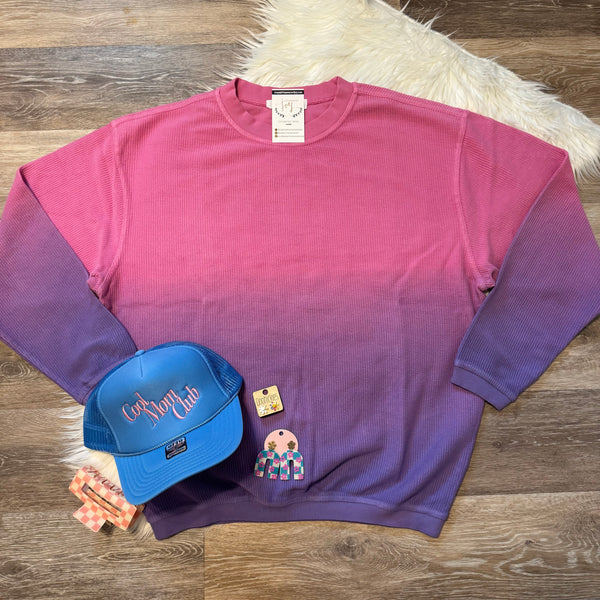 Ombre Cozy Corded Sweatshirt - Pink/Purple