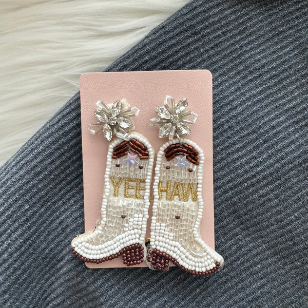 Cowboy Boot Beaded Earrings - Multiple Colors