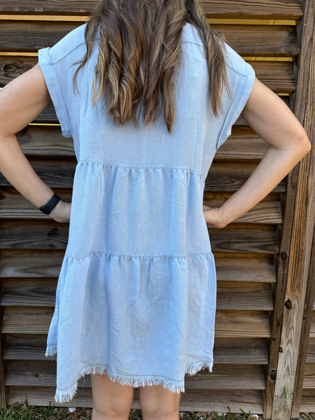 The Shania Button Down Denim Dress - Blue